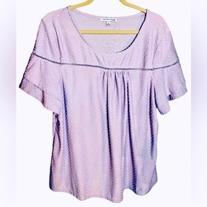 Notations purple Swiss dot pattern blouse. 3X